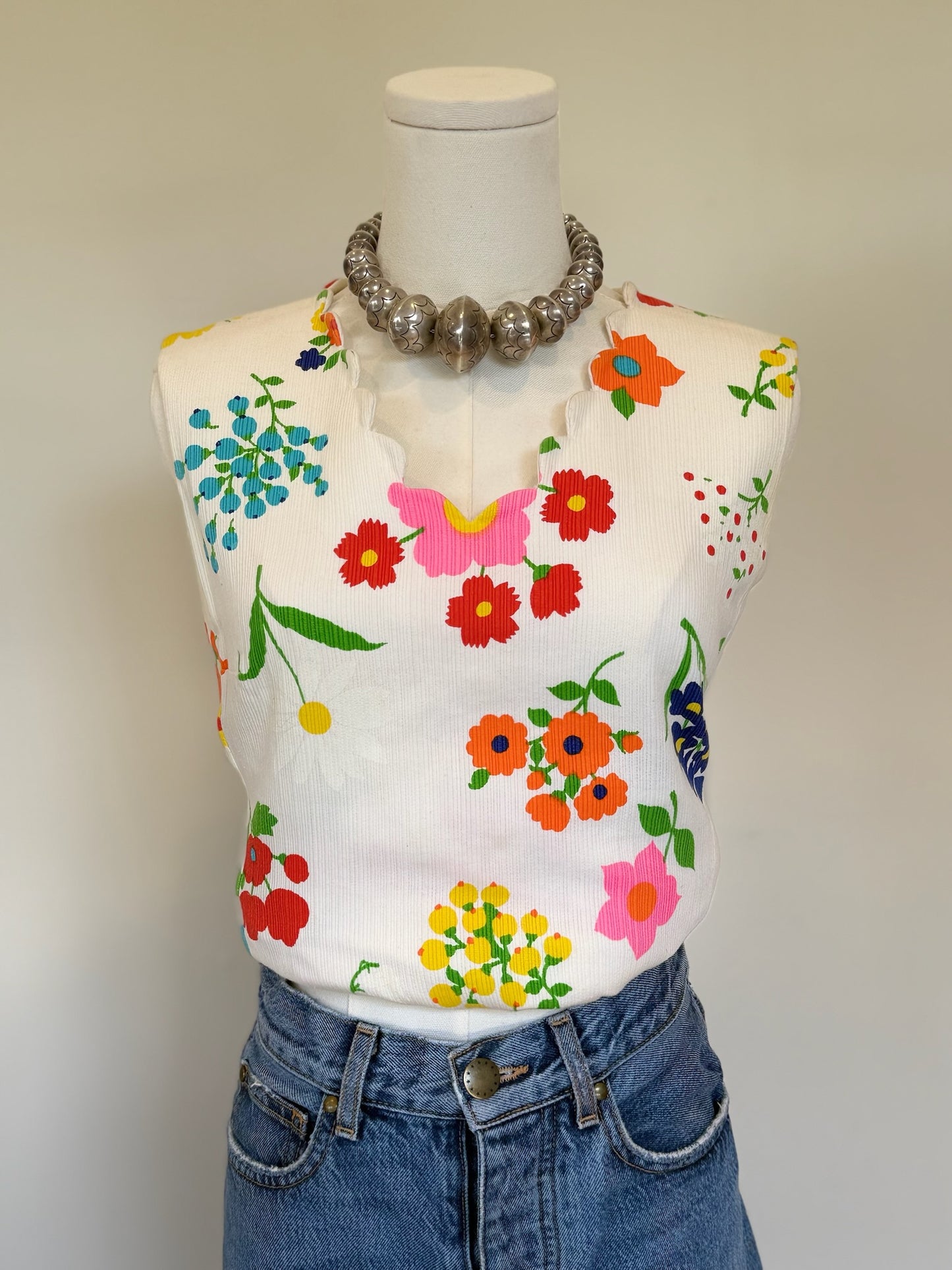 Vintage Floral Sleeveless Top