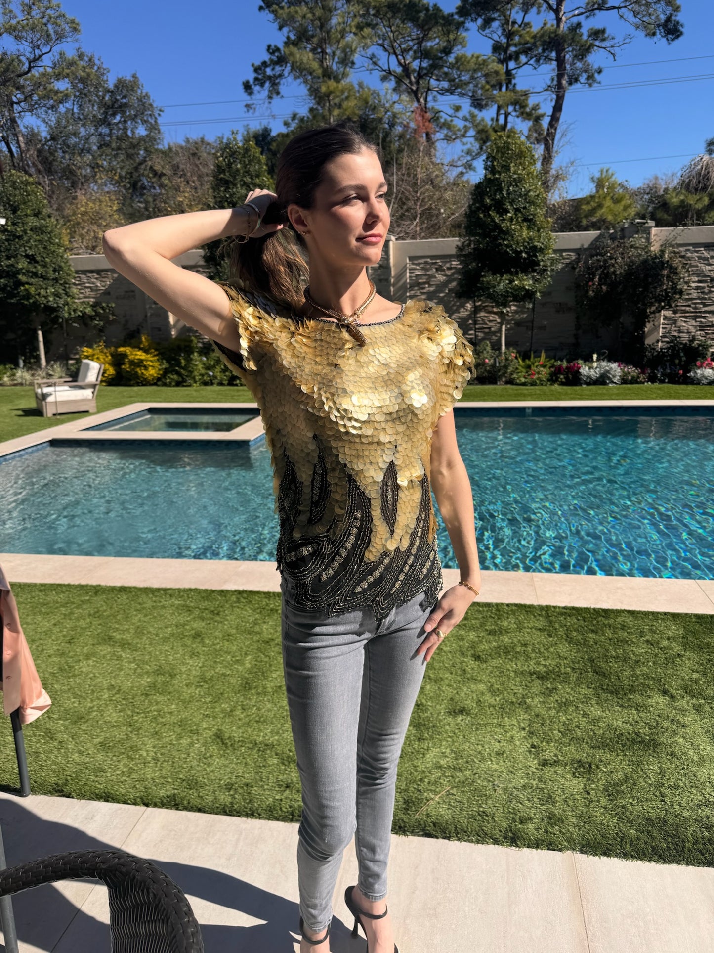 Oleg Cassini Vintage Sequin Paillette Top