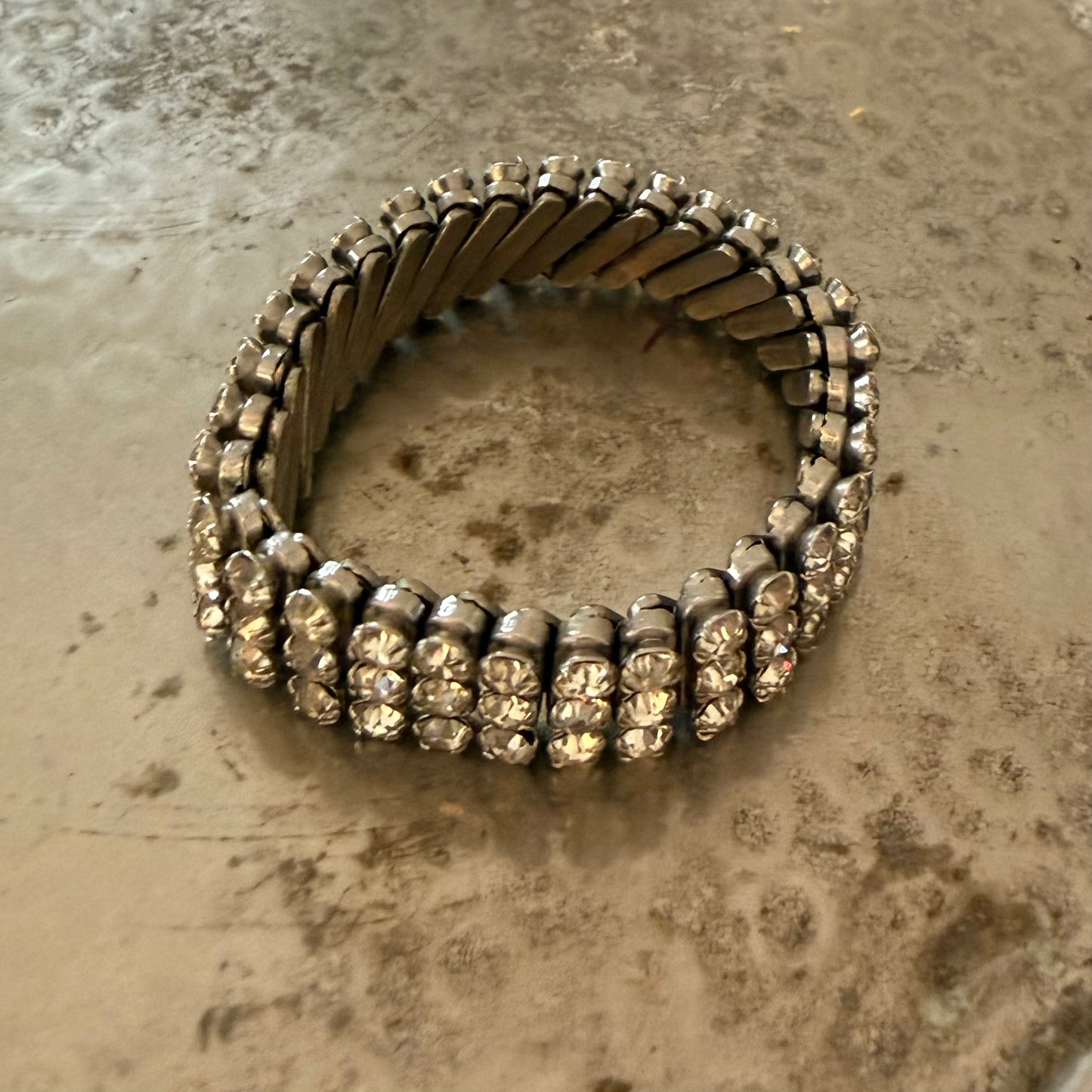 Vintage Three-Row Crystal Stretch Bracelet