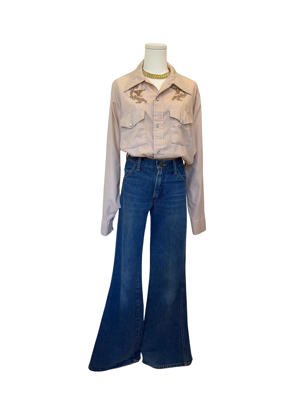 Vintage Embroidered Longhorn Western Pearl Snap Shirt