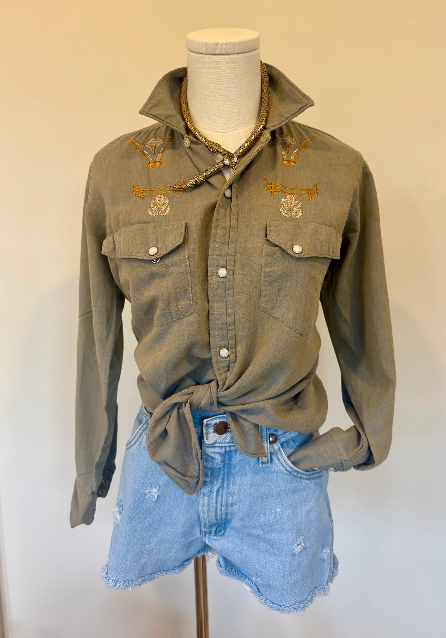 Vintage 1970's Pearl Snap Longhorn Shirt