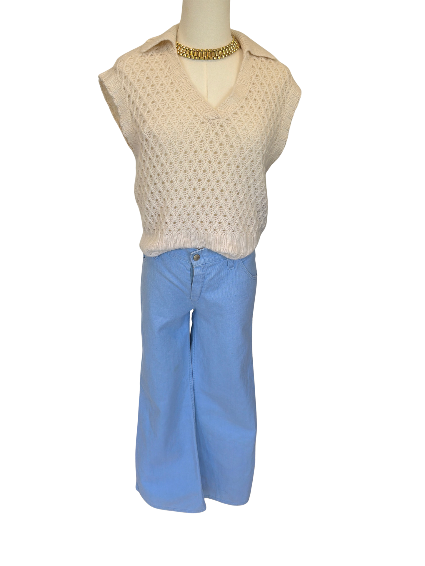 Vintage 70s Sears Winnie Mae Baby Blue Wide-Leg Jeans