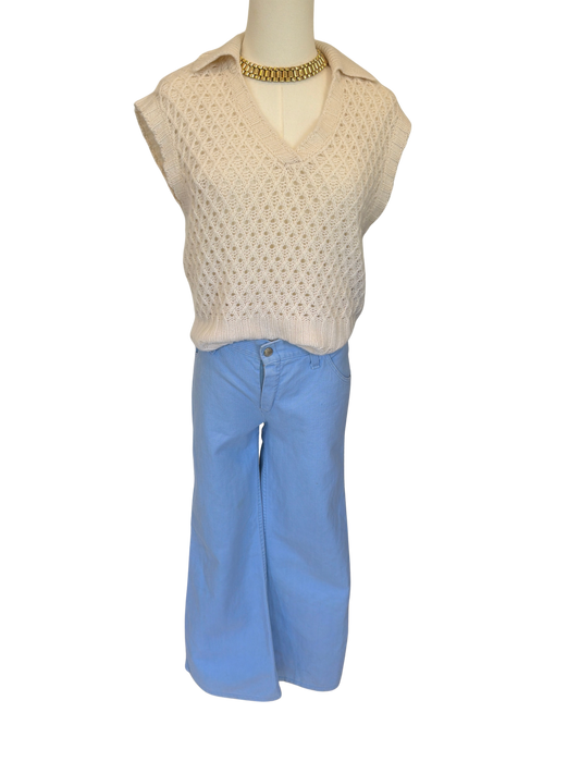 Vintage 70s Sears Winnie Mae Baby Blue Wide-Leg Jeans