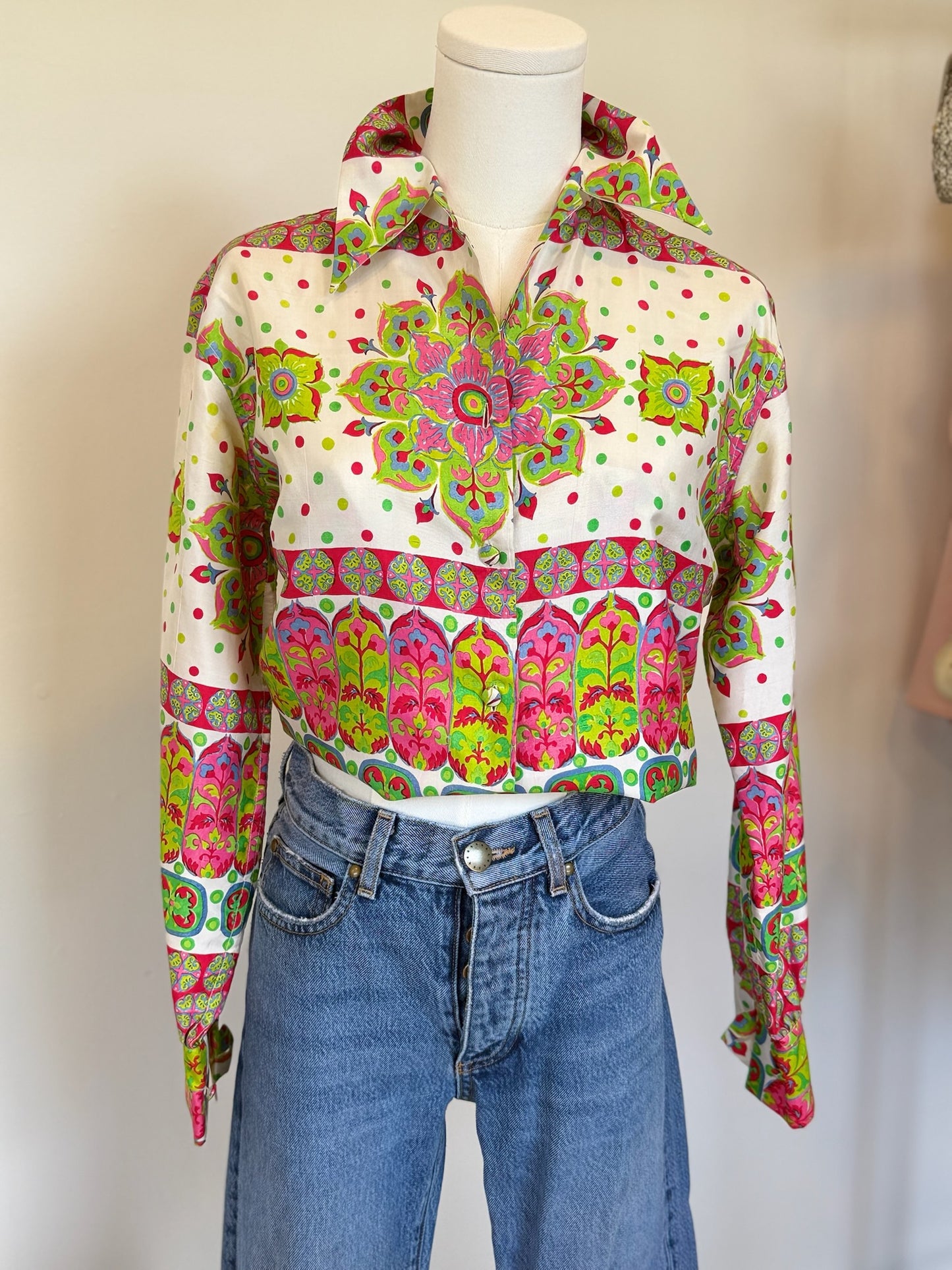 Jim Thompson Vintage Thai Silk Cropped Blouse