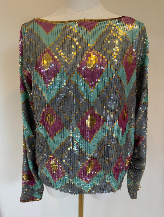 Vintage Silk Sequin Top