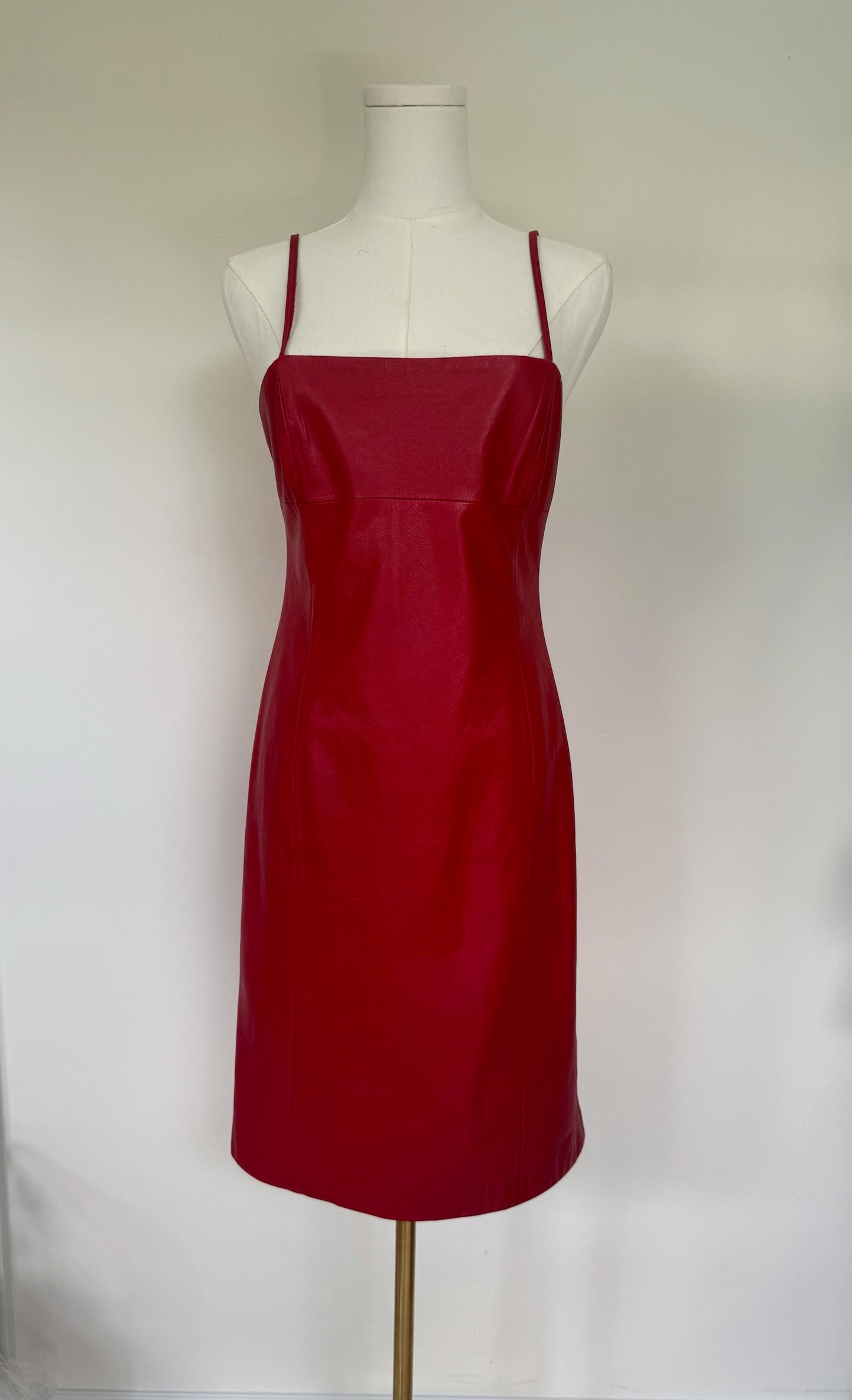 Vintage Ralph Lauren Red Leather Slip Dress