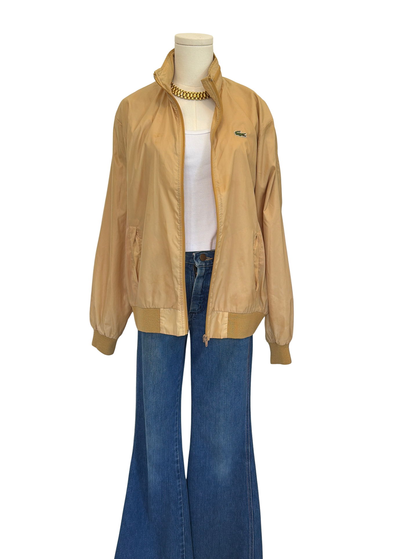 Vintage Lacoste Club Tan Windbreaker Jacket late 70s early 80s  Size: Large