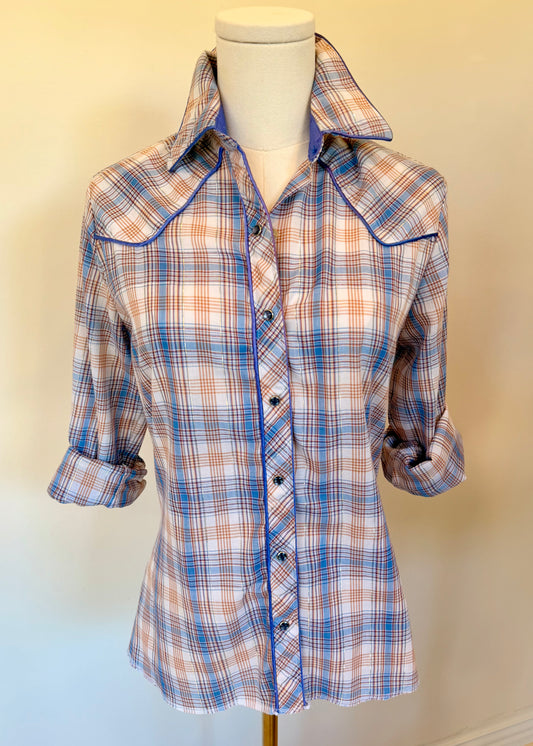 1970s  Purple Western Snap Shirt — Made in USA
