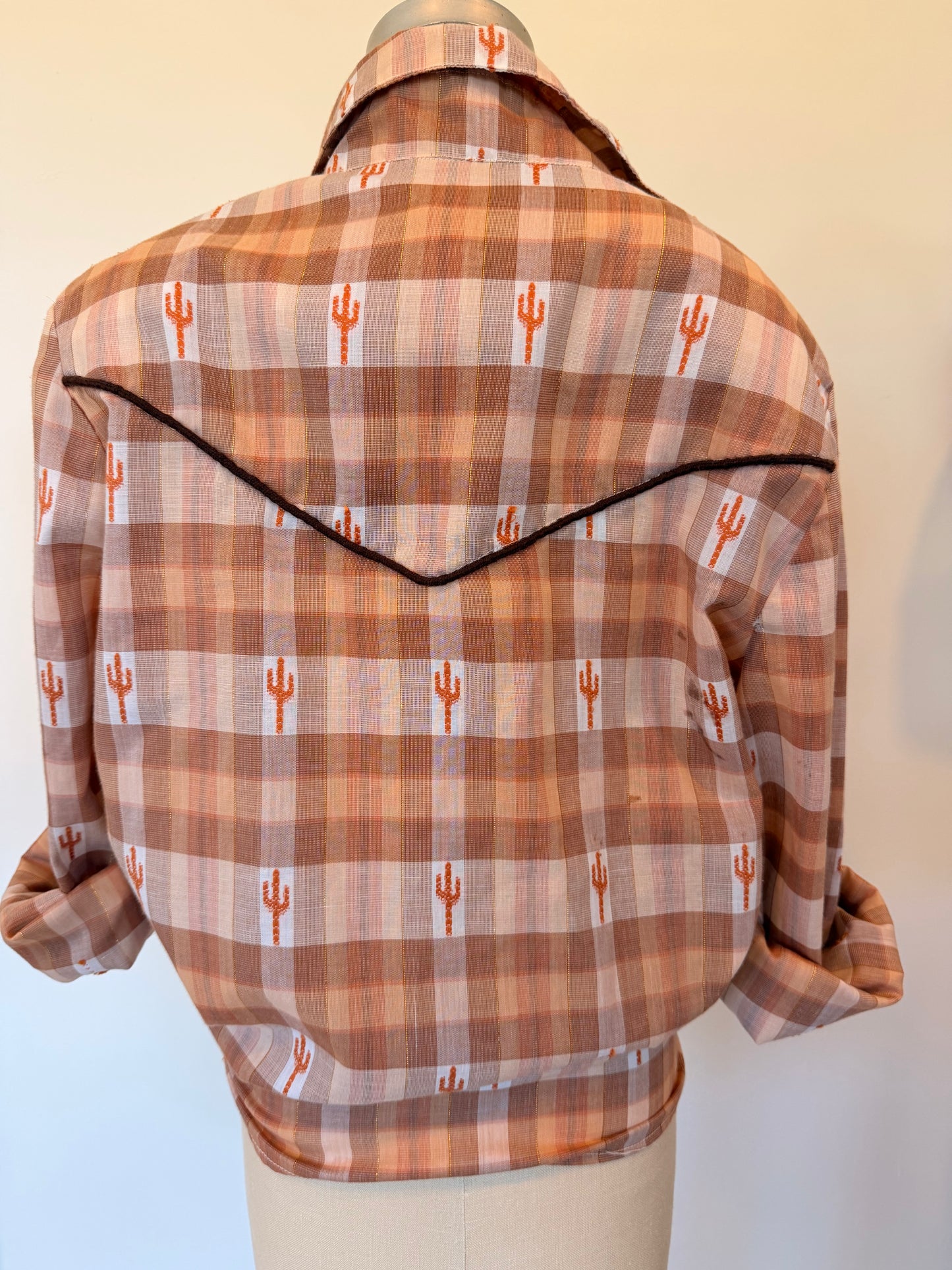 70's Burnt Orange Cactus Pearl Snap