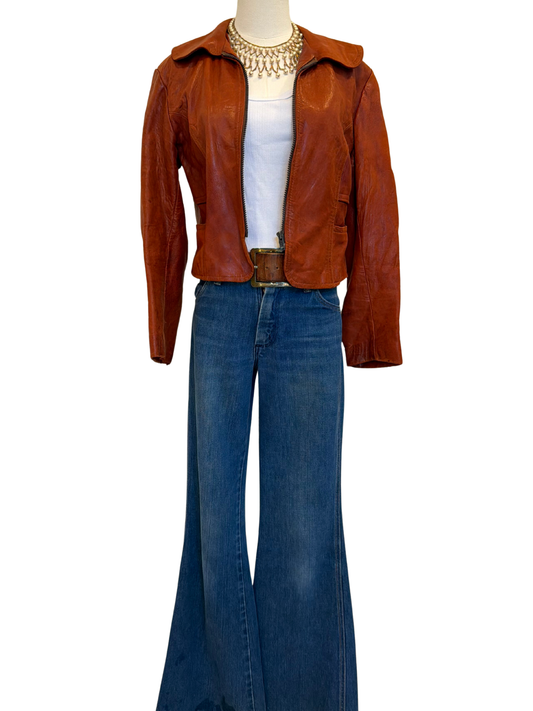 1970s Allie Canadian Leather Jacket – Burnt Orange size small/medium