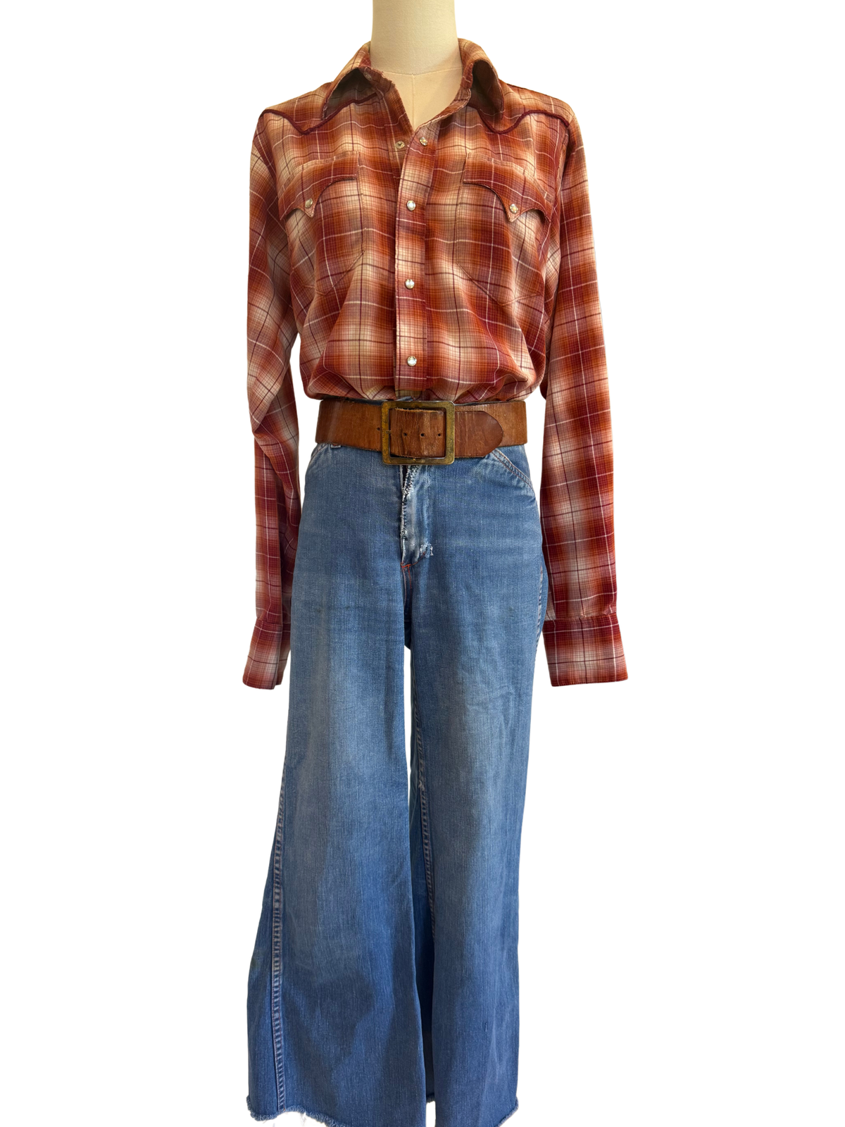 Vintage 1970s Rockmount Ranch Wear Plaid Pearl Snap Size Medium