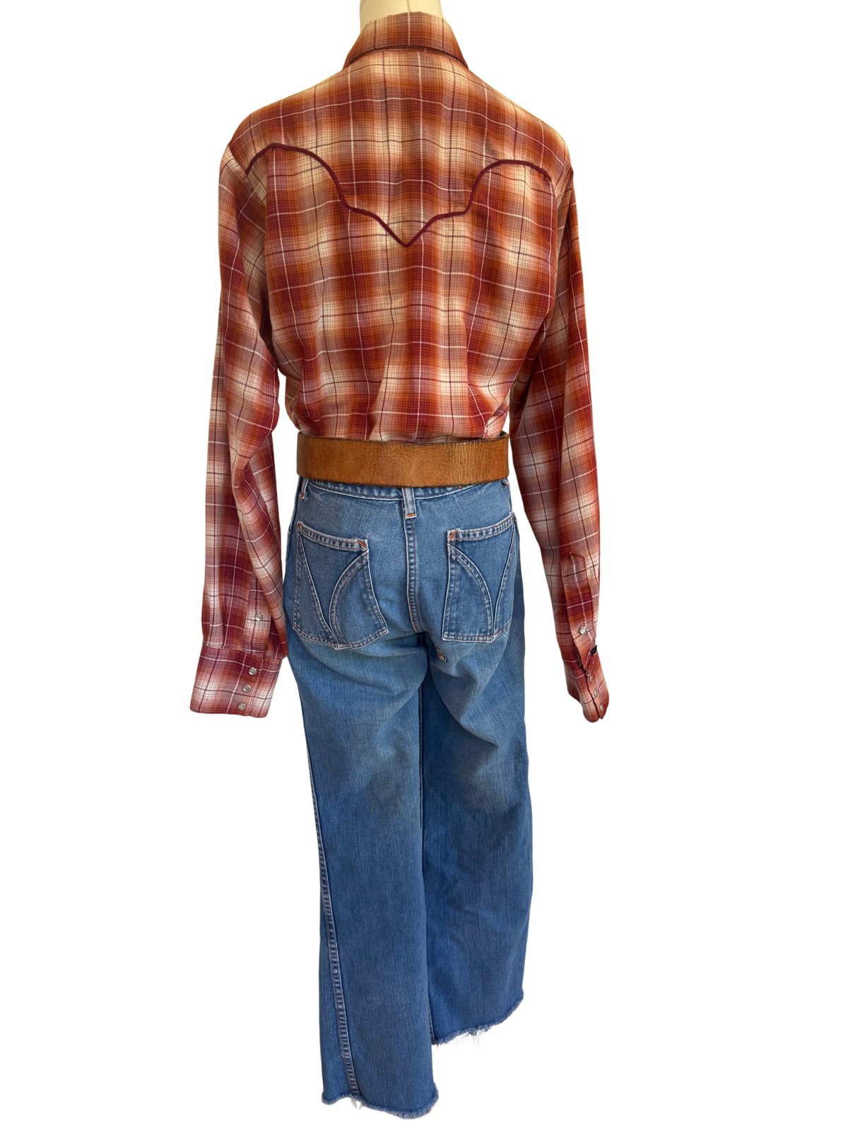 Vintage 1970s Rockmount Ranch Wear Plaid Pearl Snap Size Medium