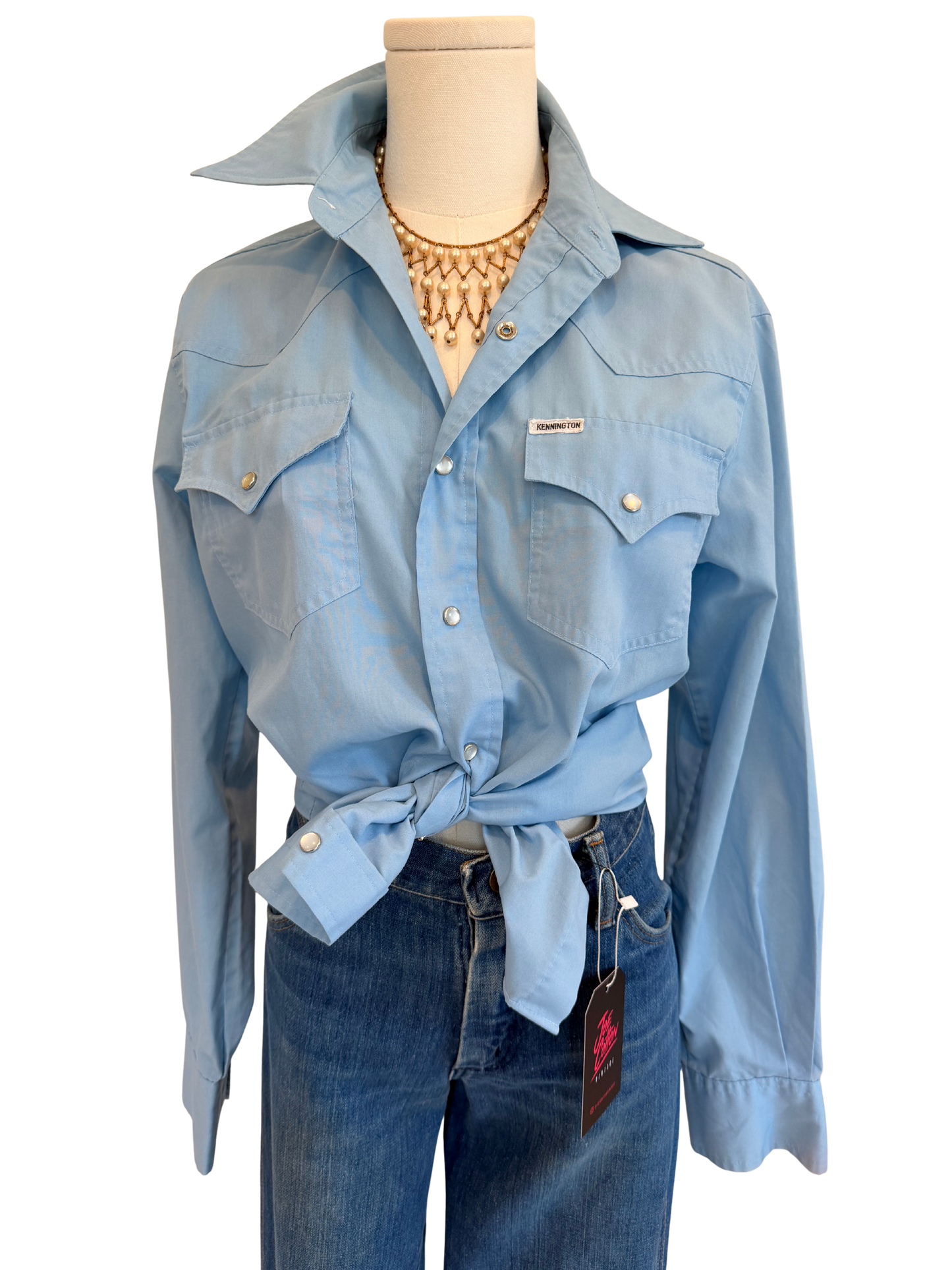 Vintage 1970s Kennington Powder Blue Pearl Snap Western Shirt