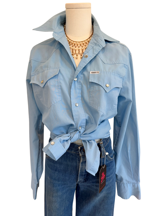 Vintage 1970s Kennington Powder Blue Pearl Snap Western Shirt