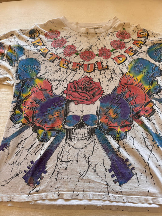 Grateful Dead 1992 Brockum AOP Skull/Roses Tee (XL)