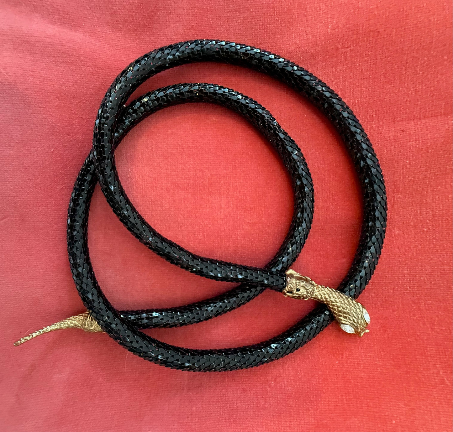 Vintage Black Metal Mesh Snake Belt/Serpent Necklace