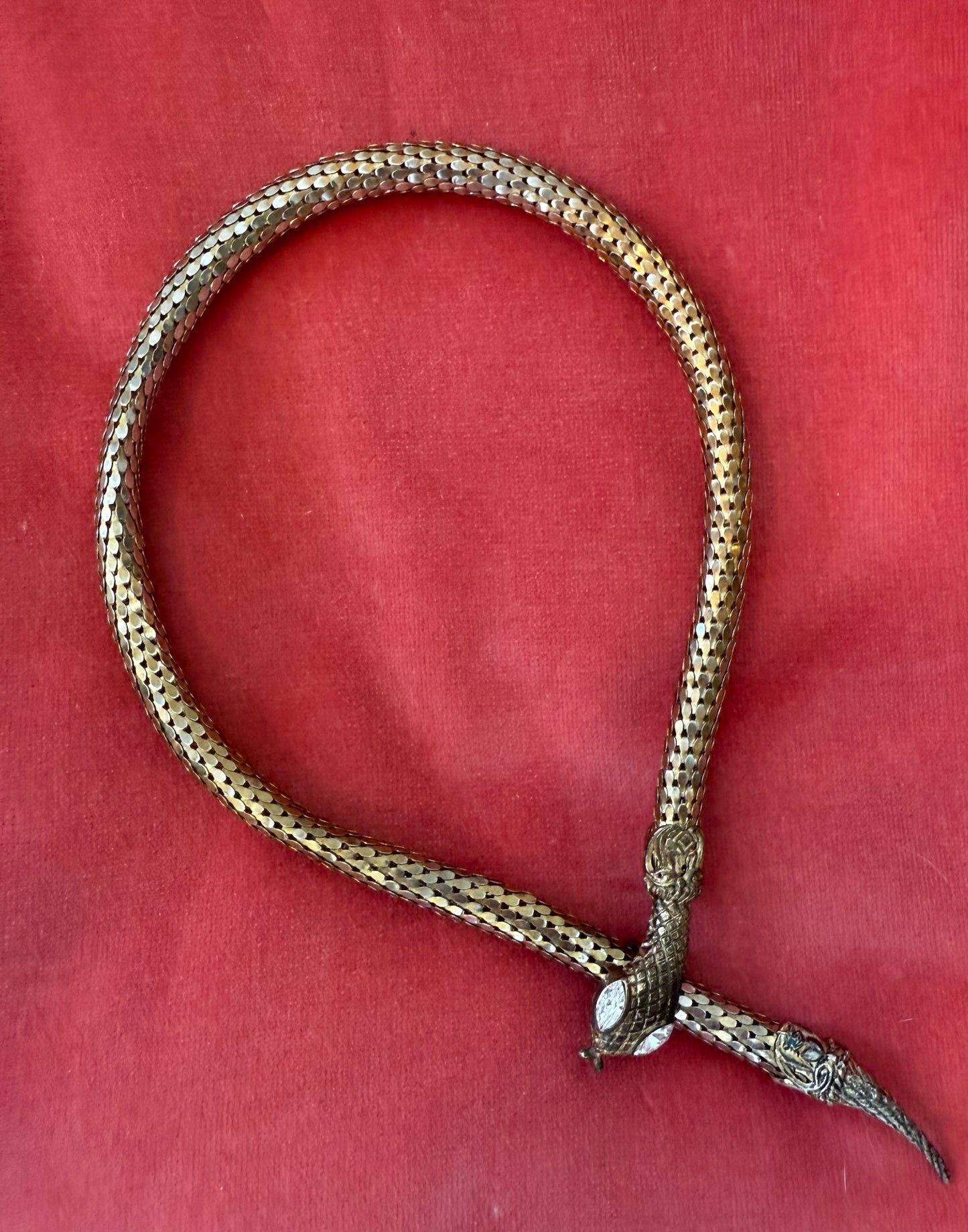Vintage Mesh Gold Necklace with Snake eyes