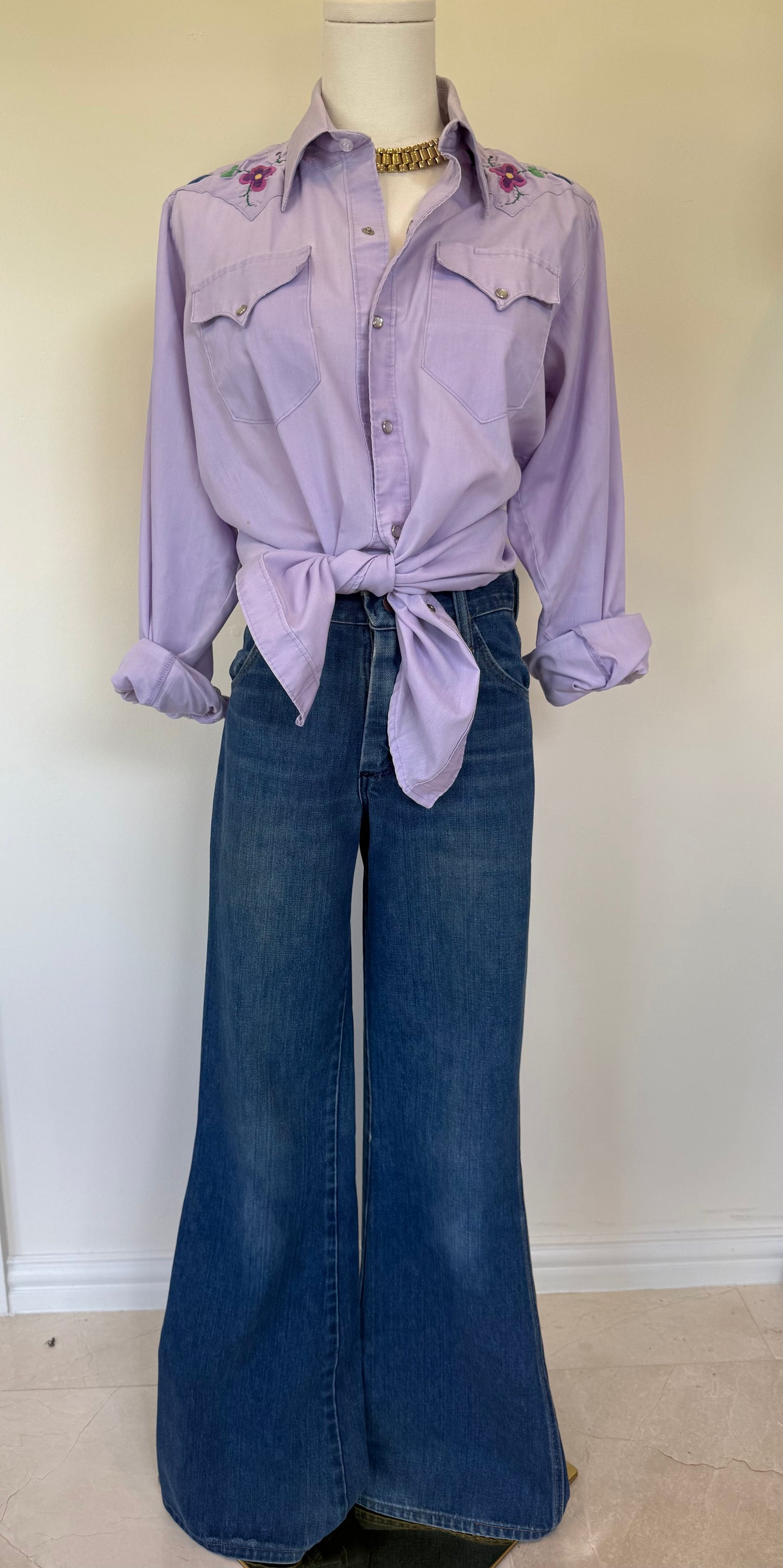 70s Lavender Snap Western shirt