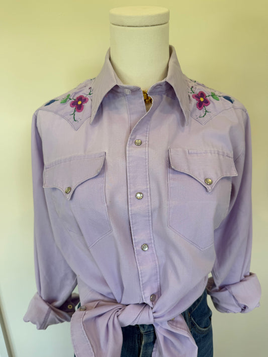 70s Lavender Snap Western shirt