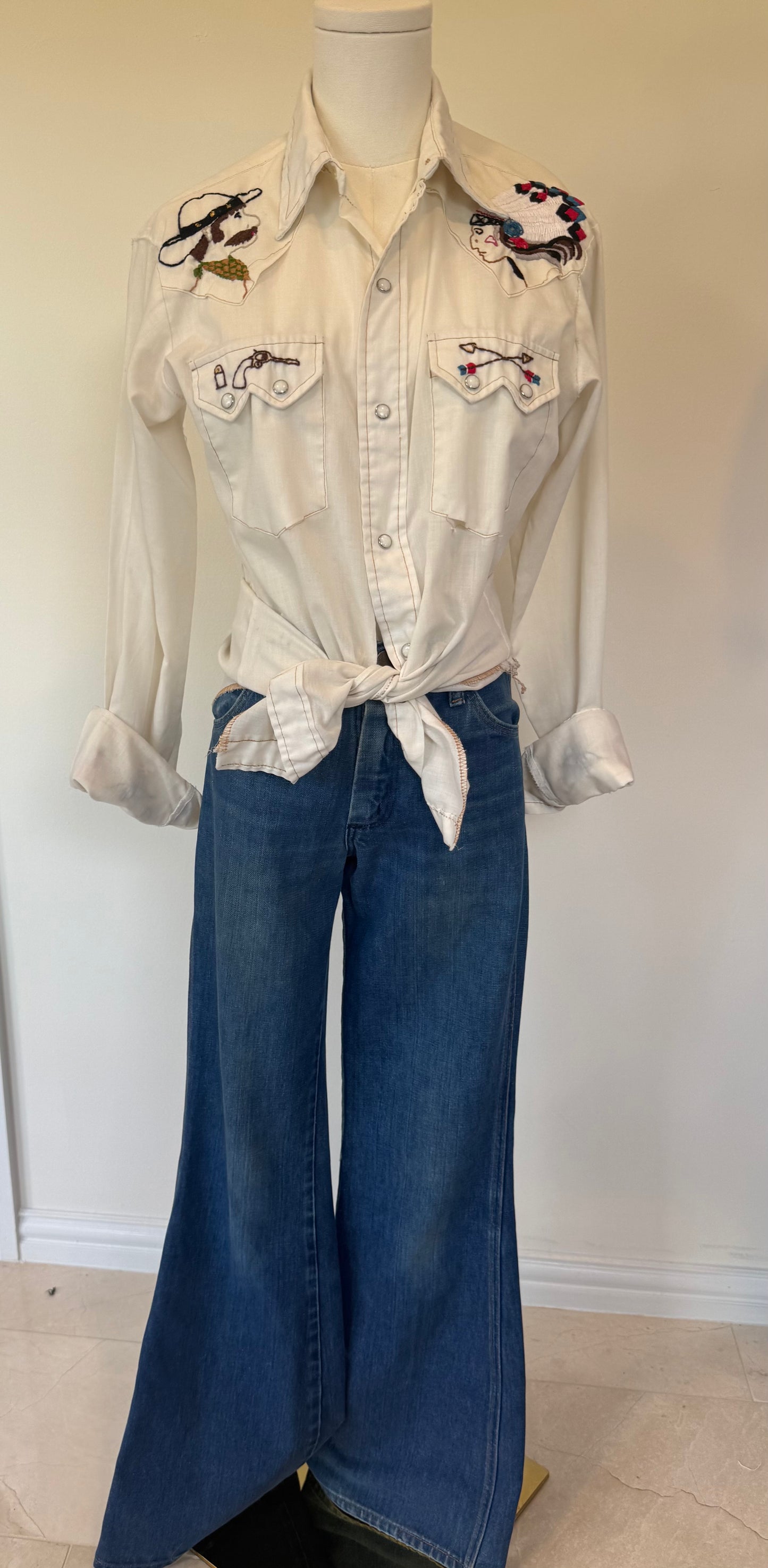 70s Cowboy/Native American Snap shirt