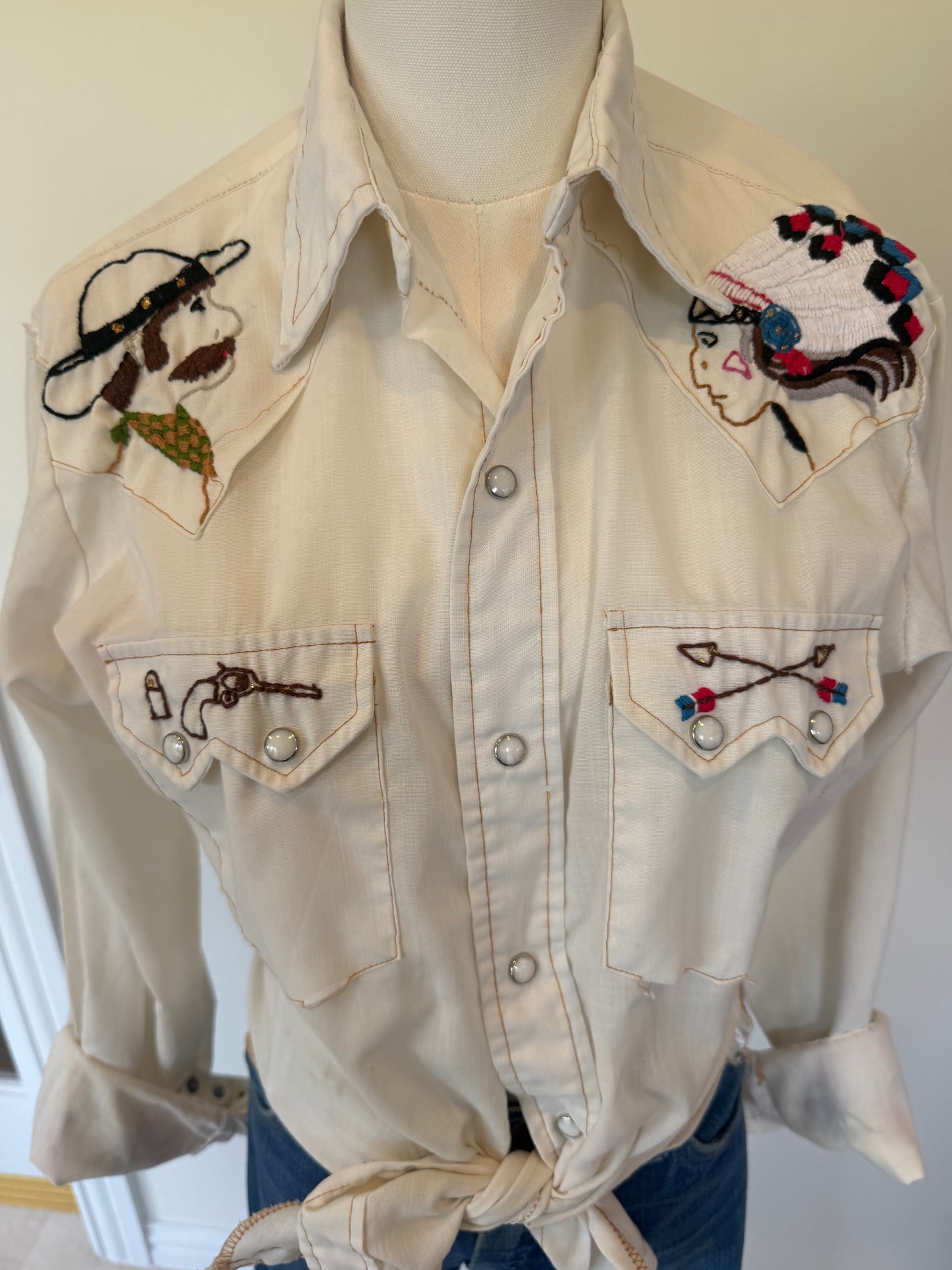70s Cowboy/Native American Snap shirt